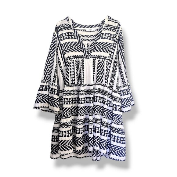 Devotion Twins Ella embroidered tiered ethnic bell sleeves boho hippie dress M - Picture 12 of 16